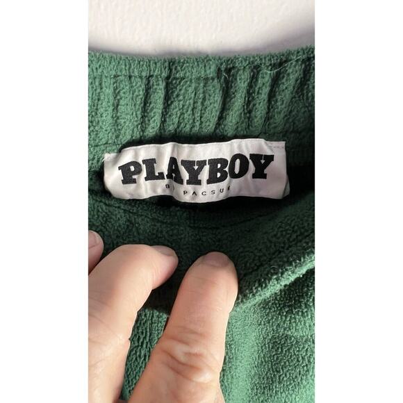 Playboy by Pacsun Men's Small Green Fleece Activewear‎ Shorts Bunny Logo - Picture 5 of 8